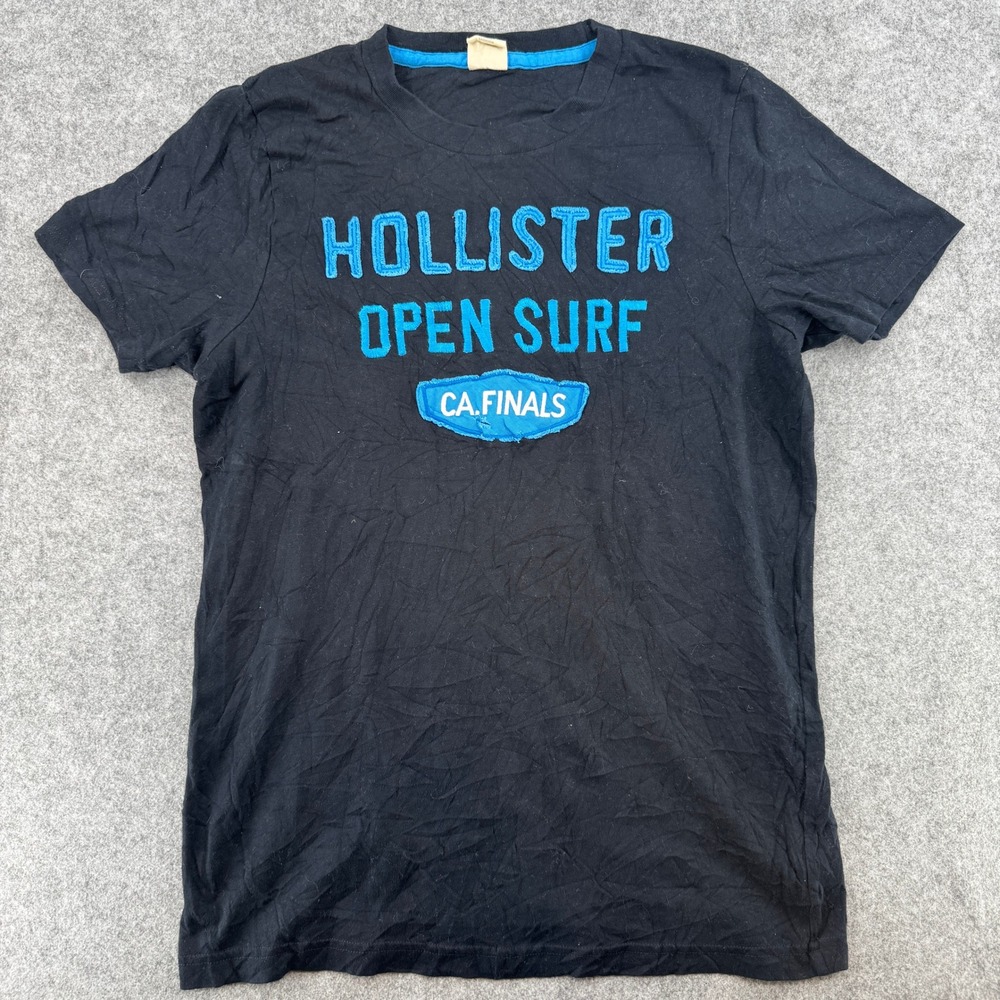 Hollister T-Shirt Mens L Open Surf CA Finals Black Short Sleeve Graphic EUC